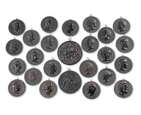 A GROUP OF BOIS DURCI PORTRAIT ROUNDELSSecond half 19th century, attributed to Francois LepageComprising twenty-three example