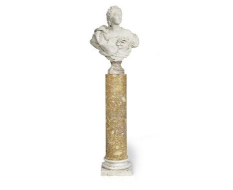 René Rozet (French, 1859-1939)Female bustMarble, signed R. Rozet to verso, on waisted socle and associated marble column,  85