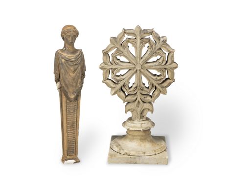A Coade stone Pierced floral rosetteProbably by Mark Henry Blanchard, London, mid-19th centuryOn an associated white marble b