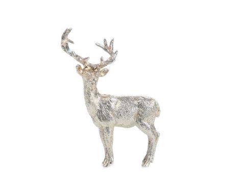ELIZABETH II SILVER ANIMAL FIGURE, MARKED SL, LONDON 1016 modelled as a stag, posed standing6cm high Qty: 61.3g