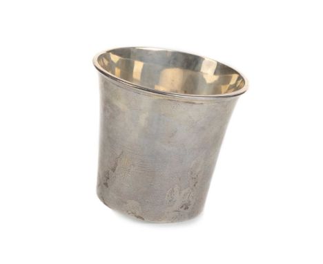AMERICAN SILVER BEAKER, WILLIAM LAWRENCE DEMATTEO (1923-1988) of flaring cylindrical form, the base with stamped marks 'I.G, 