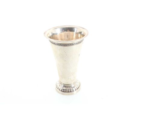 GERMAN HAMMERED SILVER BEAKER, BERTHOLD HERMANN MULLER, HANAU PSEUDO MARKS,  LATE 19TH / EARLY 20TH CENTURY of tapering form,