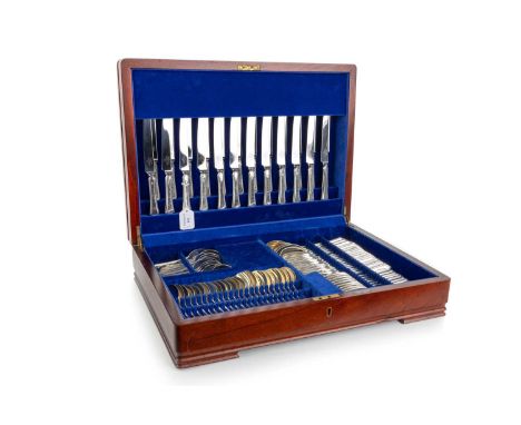 COMPLETE SUITE OF SILVER FLATWARE, MAPPIN & WEBB, SHEFFIELD 1995 comprising a twelve place setting including dinner forks, de