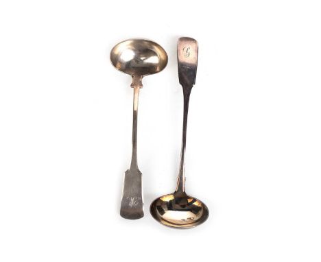 VICTORIAN SILVER LADLE, RETTIE & SON, EDINBURGH 1840 inscribed with the letter G, along with another ladle, possibly silver19