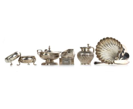 GROUP OF SILVER, VARIOUS ASSAYS AND MAKERS including two napkin rings with engine turned decoration, two salt cellars and oth