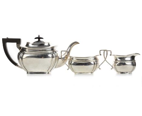 GEORGE V SILVER THREE PIECE TEA SERVICE, VINER'S LTD (EMILE VINER) SHEFFIELD 1932 comprising teapot, sugar bowl and milk jugt