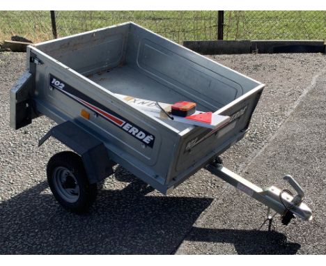ERDÉ 102 TRAILER, 300kg with light board, 87cms H, 184cms L (including tow bar), 120cms W (including wheels)