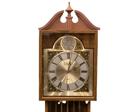 TEMPUS FUGIT MAXIM QUARTZ LONGCASE CLOCK, 175cms H, 35cms W, 21cms D