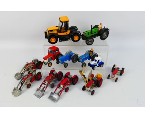 Corgi - Deutz - JCB - An assortment of approximately 10 unboxed predominantly Corgi die-cast tractors including Ford Super Ma