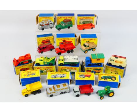 Matchbox - 15 x boxed vehicles including, Land Rover Safari # 12, Volkswagen Camper # 34,  John Deere Lanz Tractor # 50 and s