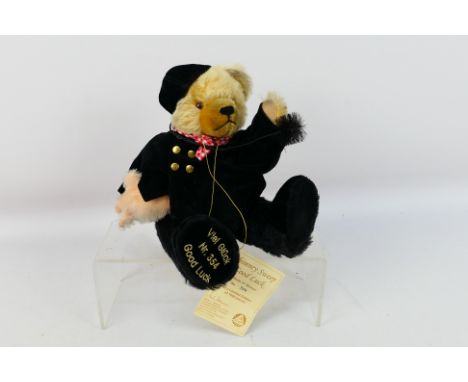 Hermann Bears - A limited edition mohair Chimney Sweep Good Luck bear number 354 of only 1000 produced. This gold over black 