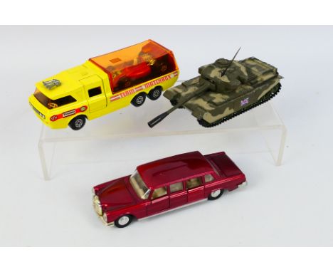 Corgi - Dinky - Matchbox- A set 3 unboxed diecast vehicles comprising of a Dinky Mercedes-Benz 600(128) in metallic red, Matc