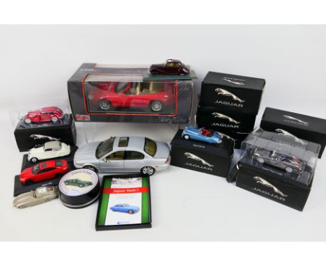 Atlas - Maisto - Neo - A group of Jaguar models including XK140, XK150, D-Type and similar in 1:43 scale, an XKR and X-Type i