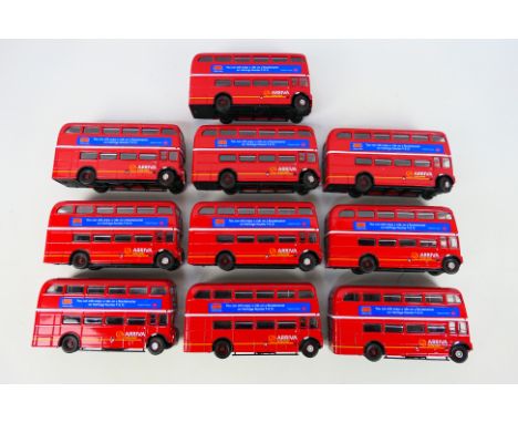 Corgi - A fleet of 10 unboxed Corgi CC25907 AEC Routemaster 1:50 scale double deck buses. The Limited Edition models are miss