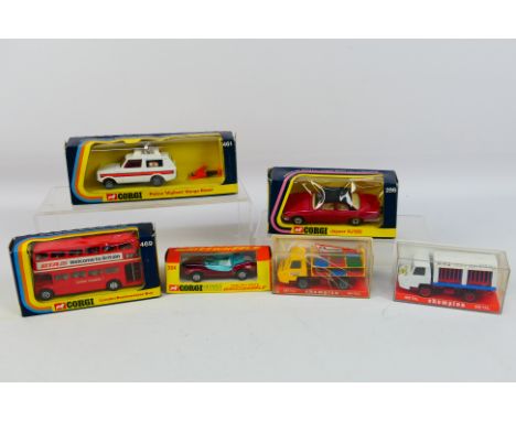 Corgi - Champion - 6 x boxed vehicles including Police Range Rover # 461, Jaguar XJ12C # 286, Berliet Stradair brewery truck 