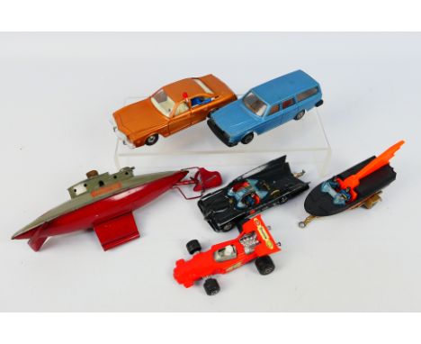 Corgi - Matchbox - A small collection of unboxed die-cast cars including A Corgi Batmobile and batboat (GS3) with figures; th
