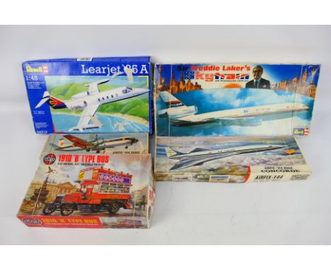 Airfix - Revell - 5 x boxed model kits including Laker DC10 Skytrain in 1:144 scale, Concorde in 1:144, Learjet 35A in 1:48, 