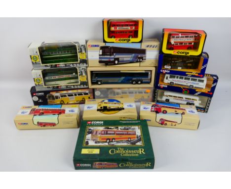 Corgi Classics - Corgi - A fleet of 14 boxed diecast model buses and trams in several scales from various Corgi ranges. Lot i