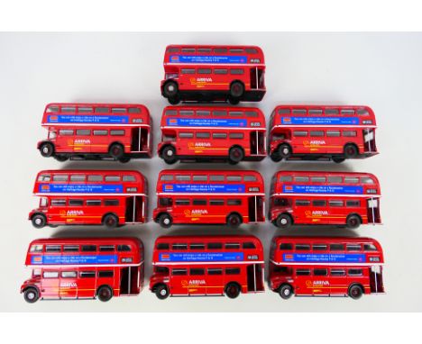 Corgi - A fleet of 10 unboxed Corgi CC25907 AEC Routemaster 1:50 scale double deck buses. The Limited Edition models are miss