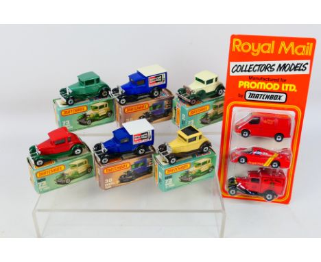 Matchbox - A collection of seven boxed / carded Matchbox diecast vehicles, including Matchbox Superfast MB 73C Model A Ford; 