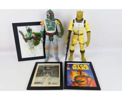 Marvel - Jakks Pacific - Star Wars - 2 x 18" figures of Bossk The Bounty Hunter with gun and Boba Fett with jet pack, also a 