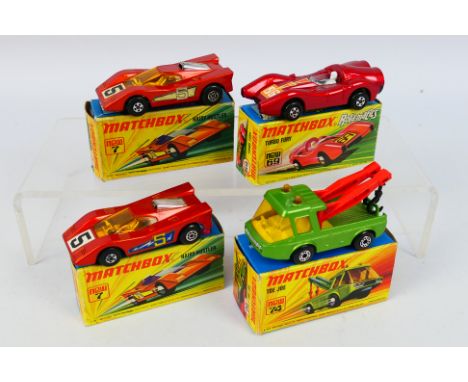 Matchbox Superfast - Four boxed Matchbox Superfast diecast model vehicles. Lot consists of MB 74B Toe joe; MB 7B Hairy Hustle