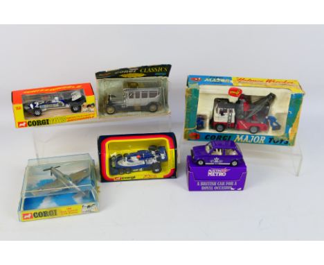 Corgi - 6 x boxed models including, Ford Holmes Wrecker # 1142, Rolls Royce Silver Ghost # 9041 and North American P-51D Must