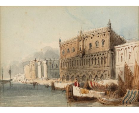 CLARKSON STANFIELD (1793-1867) The Doge's Palace venice, watercolour, 6.5 x 9cm; four further to include, The Bridge of Sighs