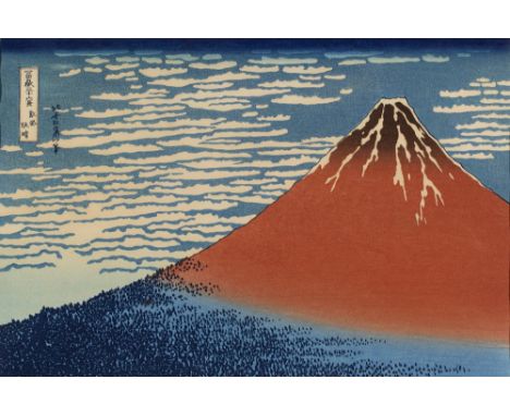 AFTER HOKUSAI 'Fine Wind, Clear Morning (Red Fuji) from 36 Views of Mount Fuji', woodblock print in colours, signed and also 