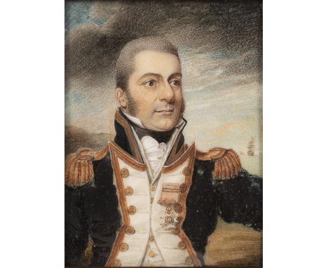 CHARLOTTE THICKE (BRITISH, FL.1802-1846) A Naval Captain, wearing full-dress uniform, blue coat with gold trimmed white facin
