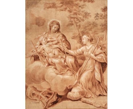 17TH/18TH CENTURY CONTINENTAL SCHOOL Madonna and child with Saint Rose of Lima, sanguine chalks heightened in white and squar