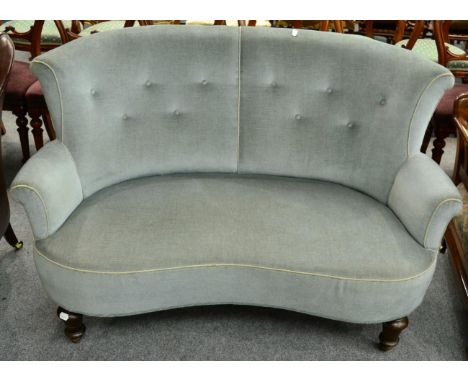 A Victorian beech framed button back two seater settee 