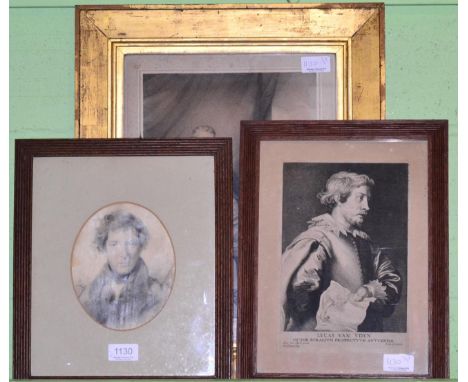 British School 19th century, Study of a Gentleman, on paper, inscribed to the reverse ''Robbie Burns Poet''; The Right Hon. C