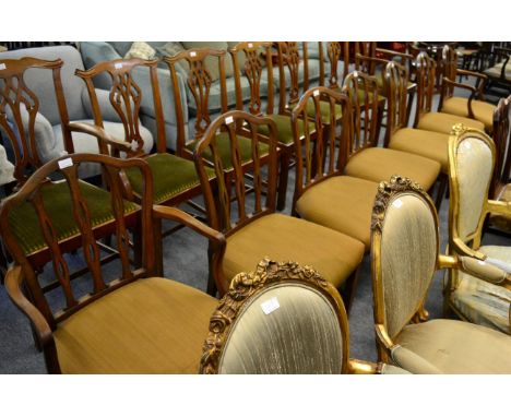 A set of seven mahogany framed Chippendale style dining chairs (5+2)