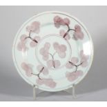An 18th century English delft plate with manganese sponged decoration, 7 5/8" dia, c1740