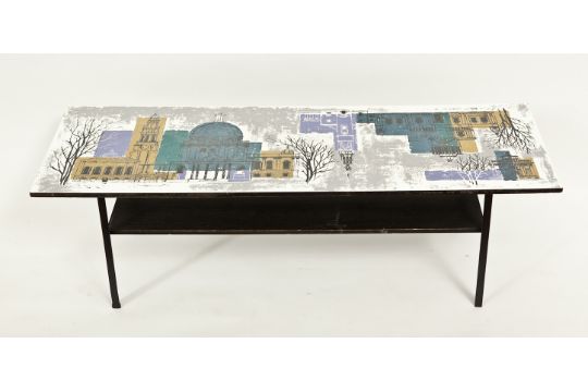 1960 S John Piper Coffee Table The Rectangular Formica Top Decorated With London Skyline And Wit - John Piper Coffee Table 1960 S John Piper Coffee Table The Rectangular Formica Top Decorated With London Skyline And Wit - John Piper Coffee Table