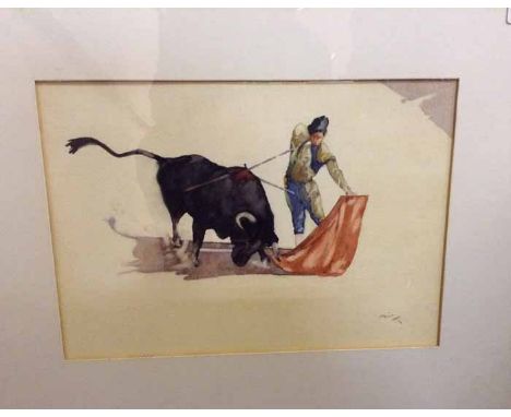 BRITISH SCHOOL (20TH CENTURY) THE BULLFIGHT watercolour on paper, signed (Meiasa K?) 24cm x 33.5cm 