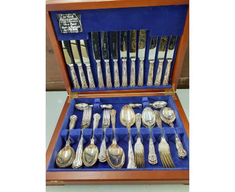 An Osborne silver plated Kings pattern canteen of cutlery and flatware, minus one forkLocation: 