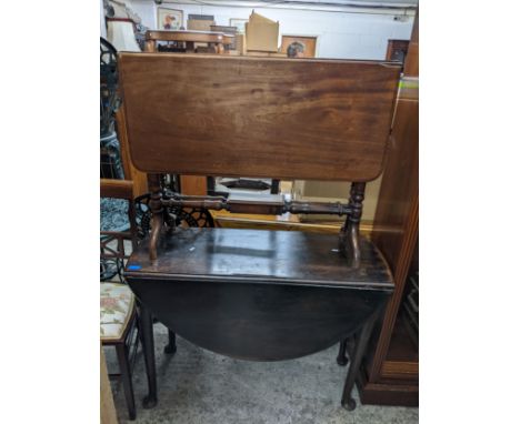 Victorian mahogany Sutherland table on a ring turned legs and splurged feet, along with a Georgian oak gateleg D-end table on