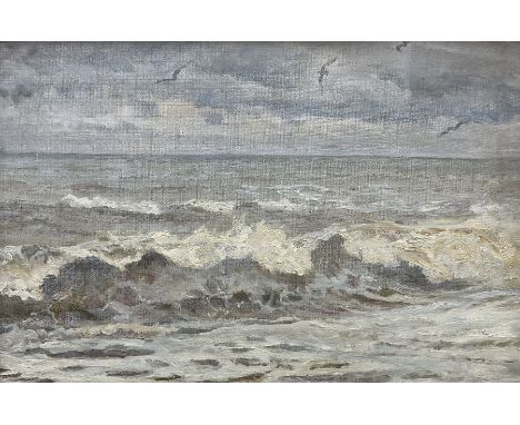 Dame Ethel Walker DBE ARA (British 1861-1951): Seascape Study with Seagulls, oil on canvas laid on board unsigned, old attrib