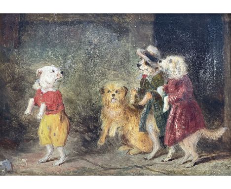 Attrib. William Elstob Marshall (British fl.1859-1880): 'Jerry's Comical Dogs', original sketch on board for Charles Dickens'