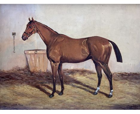 George Paice (British 1854–1925): Portrait of a Hunter in Stable Setting, oil on board signed 39cm x 49cmCondition Report:Ver