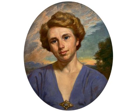 Max Colombo (German 1877-1970): Portrait of a Lady, oil on oval panel, signed and dated 1943 verso 41cm x 35cm 