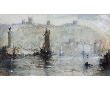 Richard Marshall (British 1944-2006): Whitby Harbour, watercolour heightened in white signed 14cm x 24.5cmCondition Report:Go