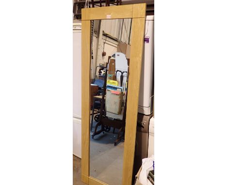 Modern oak framed mirror, 60 x 180 cm H. Not available for in-house P&amp;P 