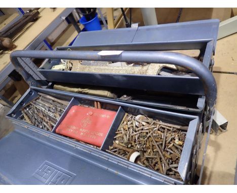 Metal cantilever tool box with tools. Not available for in-house P&amp;P 