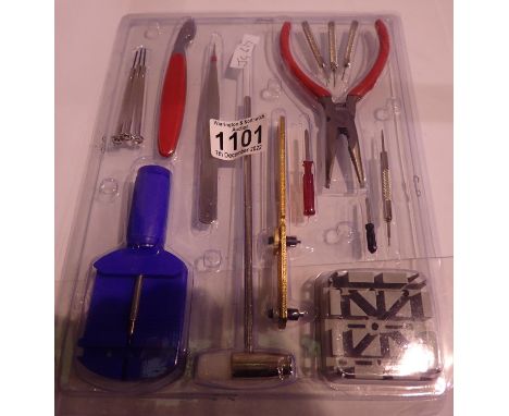 Watch repair kit, tools and cased Crewline inspection torch. P&amp;P Group 1 (£14+VAT for the first lot and £1+VAT for subseq