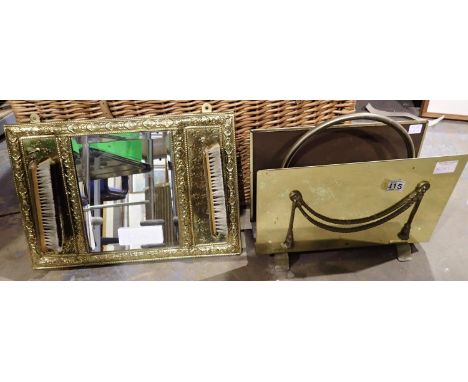 Brass letter rack and mirror brush set. Not available for in-house P&amp;P 