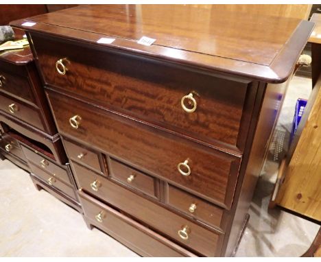 Stage chest of seven drawers including three short central drawers, light surface scratches, one deep scratch, 15 mm, 83 x 47