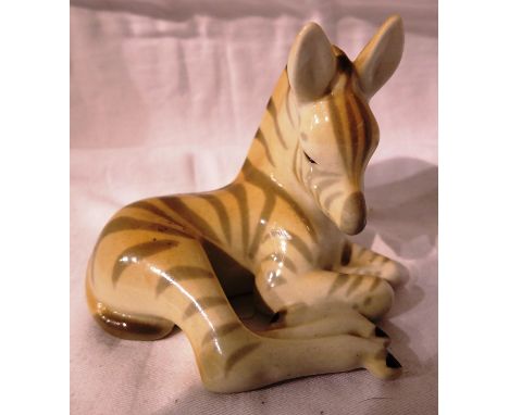 Lomonosov ceramic zebra calf, H: 80 mm. P&amp;P Group 1 (£14+VAT for the first lot and £1+VAT for subsequent lots) 